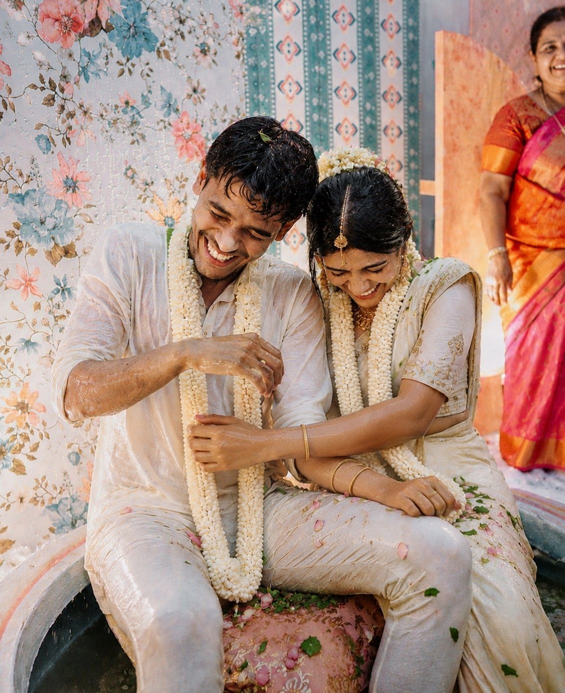 Bride and groom during a wedding celebration photographed by Adirala Studios