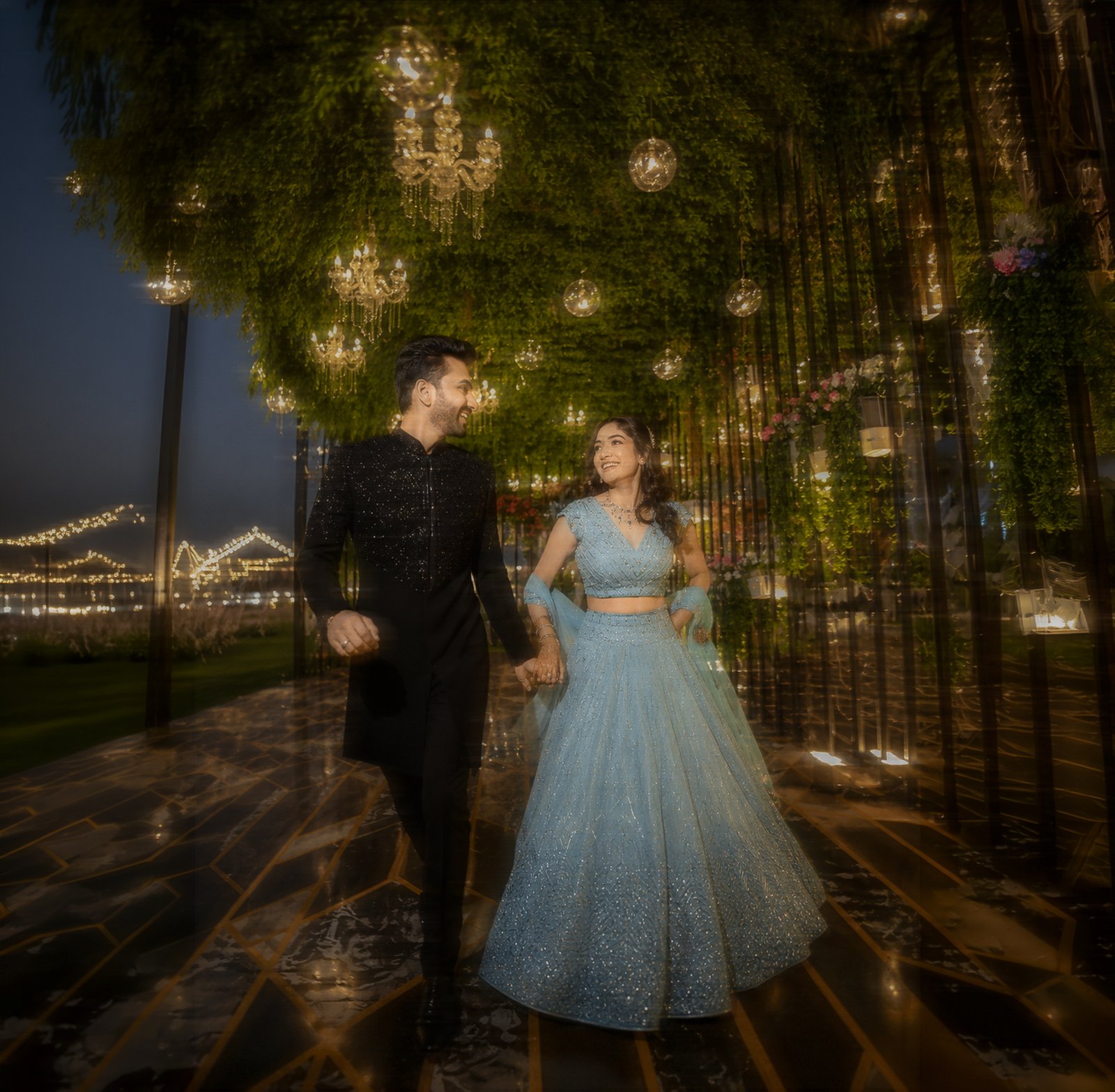 Happy wedding couple photographed by Adirala Studios