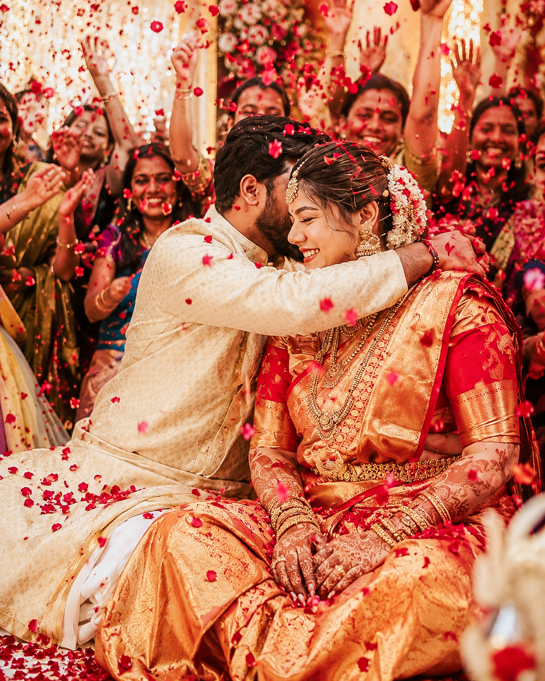 Emotional family moment during an Indian wedding celebration